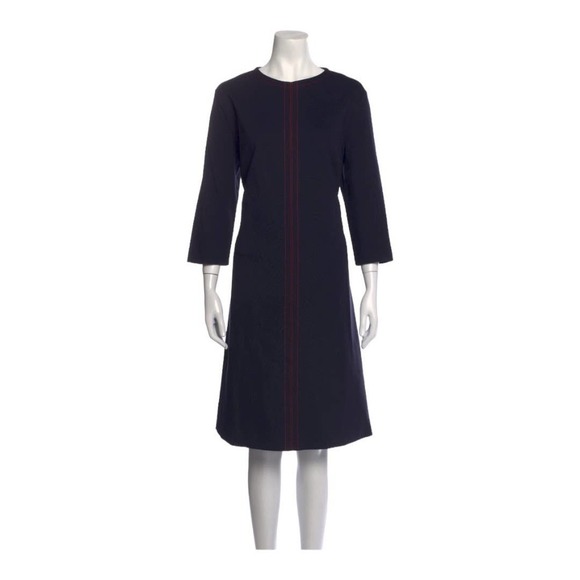 Escada Dresses & Skirts - Escada Sport Sheath Dress 6 Navy Blue Knee Length 3/4 Sleeve Designer Crewneck
